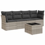 vidaXL Set canapele de grădină cu perne, 5 piese gri deschis poliratan vidaXL Set canapele de grădină cu perne, 5 piese gri deschis poliratan