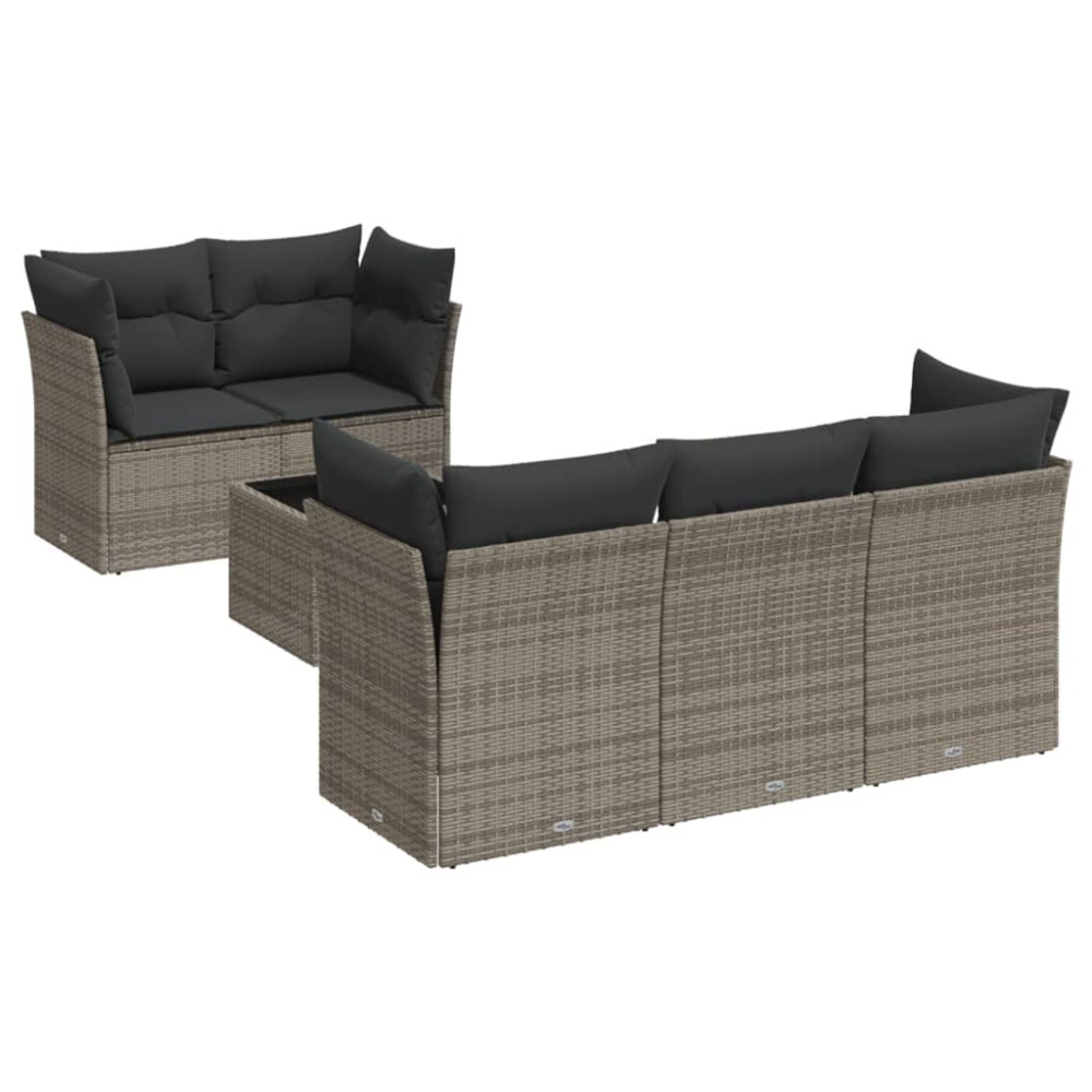 vidaXL Set mobilier grădină cu perne, 6 piese, gri, poliratan