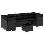 vidaXL Set mobilier de grădină cu perne, 8 piese, negru, poliratan
