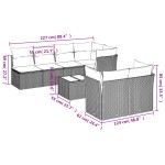 vidaXL Set mobilier de grădină cu perne, 8 piese, negru, poliratan