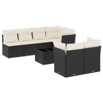 vidaXL Set mobilier de grădină cu perne, 8 piese, negru, poliratan vidaXL Set mobilier de grădină cu perne, 8 piese, negru, poliratan