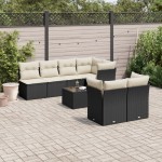 vidaXL Set mobilier de grădină cu perne, 8 piese, negru, poliratan vidaXL Set mobilier de grădină cu perne, 8 piese, negru, poliratan