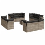 vidaXL Set canapele de grădină cu perne, 13piese gri deschis poliratan vidaXL Set canapele de grădină cu perne, 13piese gri deschis poliratan