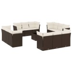 vidaXL Set canapele de grădină cu perne, 13 piese, maro, poliratan vidaXL Set canapele de grădină cu perne, 13 piese, maro, poliratan