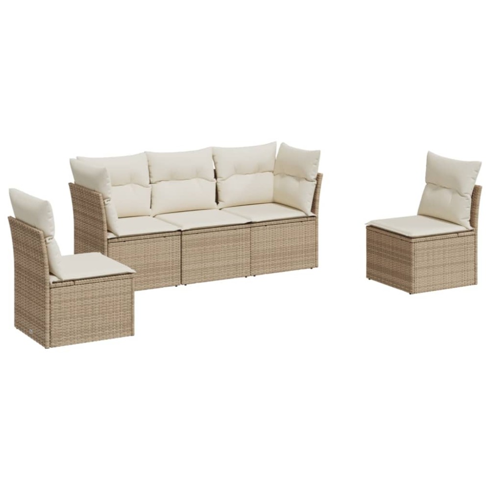 vidaXL Set canapele de grădină cu perne, 5 piese, bej, poliratan