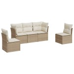 vidaXL Set canapele de grădină cu perne, 5 piese, bej, poliratan