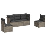 vidaXL Set canapea de grădină cu perne, 5 piese, gri, poliratan vidaXL Set canapea de grădină cu perne, 5 piese, gri, poliratan