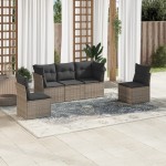 vidaXL Set canapea de grădină cu perne, 5 piese, gri, poliratan vidaXL Set canapea de grădină cu perne, 5 piese, gri, poliratan