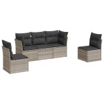 vidaXL Set canapele de grădină cu perne, 5 piese gri deschis poliratan
