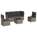vidaXL Set mobilier grădină cu perne, 6 piese, gri, poliratan