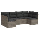 vidaXL Set mobilier grădină cu perne, 6 piese, gri, poliratan