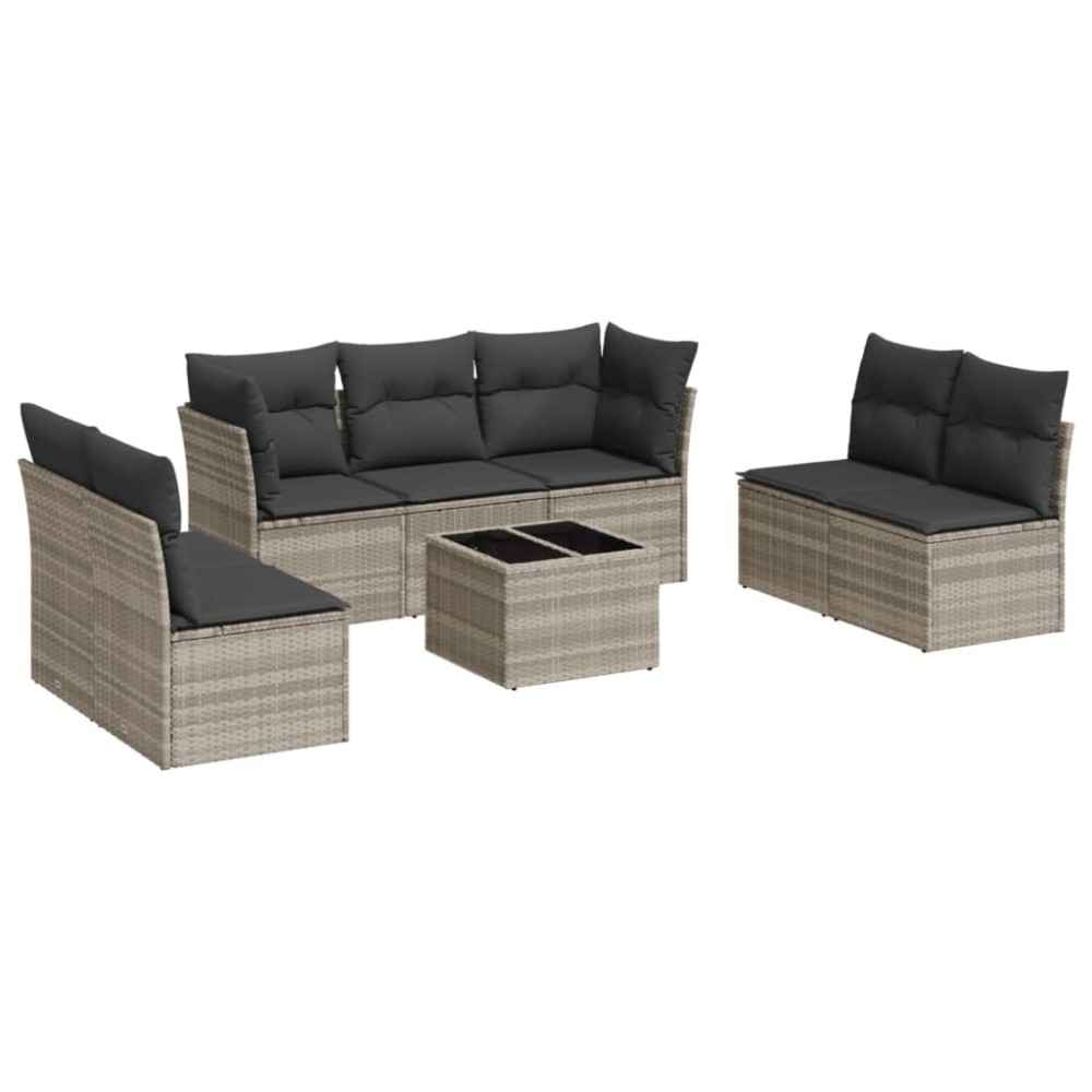 vidaXL Set mobilier de grădină cu perne, 8 piese gri deschis poliratan