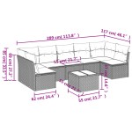 vidaXL Set mobilier de grădină cu perne, 8 piese, negru, poliratan