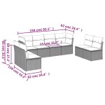vidaXL Set mobilier de grădină cu perne, 8 piese, negru, poliratan