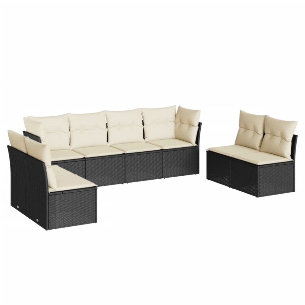 vidaXL Set mobilier de grădină cu perne, 8 piese, negru, poliratan