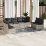 vidaXL Set mobilier de grădină cu perne, 8 piese gri deschis poliratan vidaXL Set mobilier de grădină cu perne, 8 piese gri deschis poliratan