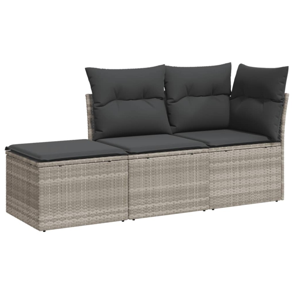 vidaXL Set canapele de grădină cu perne, 3 piese gri deschis poliratan