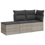 vidaXL Set canapele de grădină cu perne, 3 piese gri deschis poliratan vidaXL Set canapele de grădină cu perne, 3 piese gri deschis poliratan