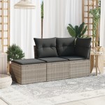 vidaXL Set canapele de grădină cu perne, 3 piese gri deschis poliratan vidaXL Set canapele de grădină cu perne, 3 piese gri deschis poliratan
