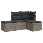 vidaXL Set canapea de grădină cu perne, 4 piese, gri, poliratan vidaXL Set canapea de grădină cu perne, 4 piese, gri, poliratan