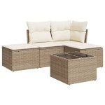 vidaXL Set canapele de grădină cu perne, 5 piese, bej, poliratan vidaXL Set canapele de grădină cu perne, 5 piese, bej, poliratan