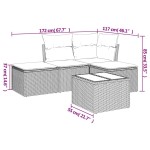 vidaXL Set canapele de grădină cu perne, 5 piese gri deschis poliratan