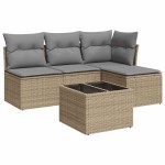 vidaXL Set canapele de grădină cu perne, 5 piese, bej, poliratan