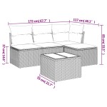 vidaXL Set canapea de grădină cu perne, 5 piese, gri, poliratan vidaXL Set canapea de grădină cu perne, 5 piese, gri, poliratan