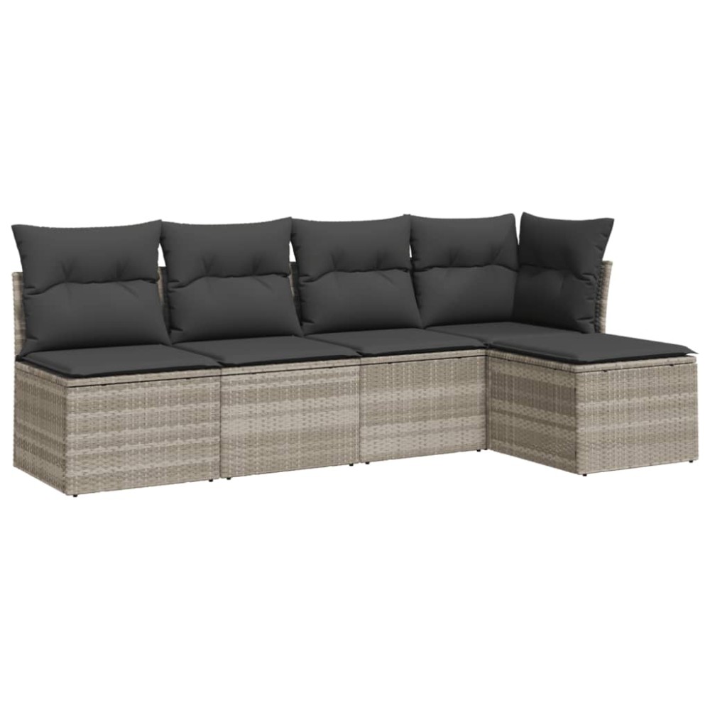 vidaXL Set canapele de grădină cu perne, 5 piese gri deschis poliratan