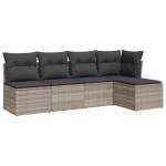 vidaXL Set canapele de grădină cu perne, 5 piese gri deschis poliratan vidaXL Set canapele de grădină cu perne, 5 piese gri deschis poliratan