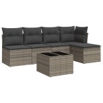 vidaXL Set mobilier grădină cu perne, 6 piese, gri, poliratan