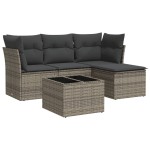 vidaXL Set canapea de grădină cu perne, 5 piese, gri, poliratan vidaXL Set canapea de grădină cu perne, 5 piese, gri, poliratan