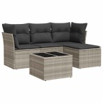 vidaXL Set canapele de grădină cu perne, 5 piese gri deschis poliratan vidaXL Set canapele de grădină cu perne, 5 piese gri deschis poliratan