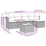 vidaXL Set mobilier grădină cu perne, 6 piese, gri, poliratan