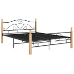 vidaXL Cadru de pat cu tăblie fără saltea, negru, 140x200 cm, metal