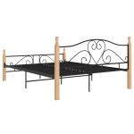 vidaXL Cadru de pat cu tăblie fără saltea, negru, 140x200 cm, metal