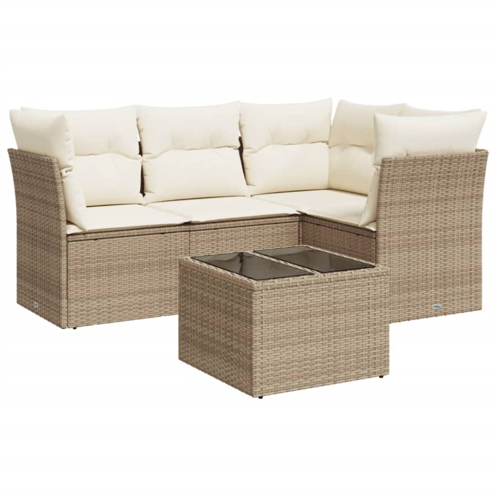 vidaXL Set canapele de grădină cu perne, 5 piese, bej, poliratan