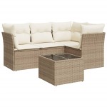vidaXL Set canapele de grădină cu perne, 5 piese, bej, poliratan vidaXL Set canapele de grădină cu perne, 5 piese, bej, poliratan