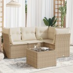 vidaXL Set canapele de grădină cu perne, 5 piese, bej, poliratan vidaXL Set canapele de grădină cu perne, 5 piese, bej, poliratan