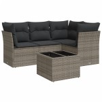 vidaXL Set canapea de grădină cu perne, 5 piese, gri, poliratan vidaXL Set canapea de grădină cu perne, 5 piese, gri, poliratan