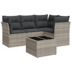 vidaXL Set canapele de grădină cu perne, 5 piese gri deschis poliratan