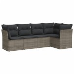 vidaXL Set canapea de grădină cu perne, 5 piese, gri, poliratan vidaXL Set canapea de grădină cu perne, 5 piese, gri, poliratan