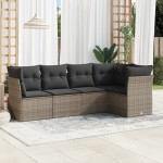 vidaXL Set canapea de grădină cu perne, 5 piese, gri, poliratan vidaXL Set canapea de grădină cu perne, 5 piese, gri, poliratan