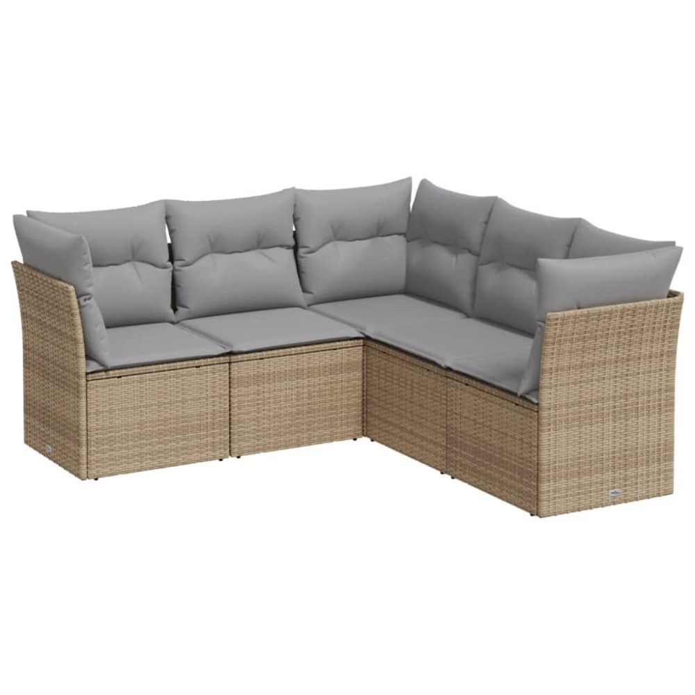 vidaXL Set canapele de grădină cu perne, 5 piese, bej, poliratan