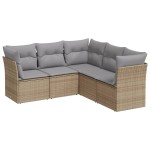 vidaXL Set canapele de grădină cu perne, 5 piese, bej, poliratan vidaXL Set canapele de grădină cu perne, 5 piese, bej, poliratan