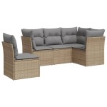 vidaXL Set canapele de grădină cu perne, 5 piese, bej, poliratan