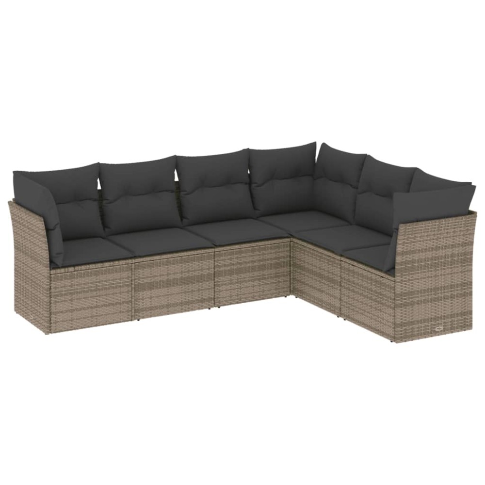 vidaXL Set mobilier grădină cu perne, 6 piese, gri, poliratan