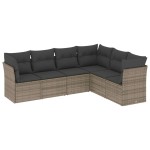 vidaXL Set mobilier grădină cu perne, 6 piese, gri, poliratan