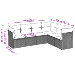 vidaXL Set mobilier grădină cu perne, 6 piese, gri, poliratan