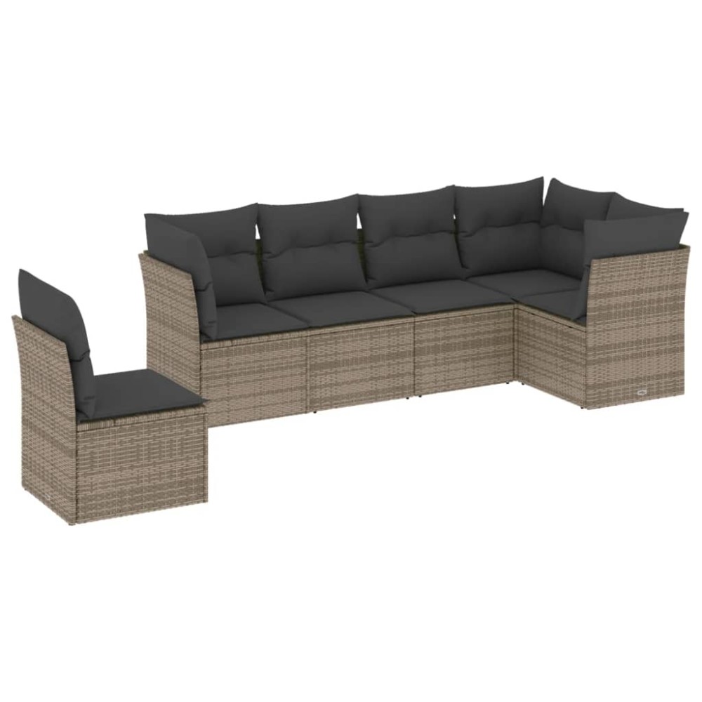 vidaXL Set mobilier grădină cu perne, 6 piese, gri, poliratan